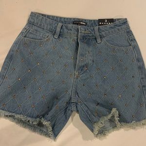 Fashionova Studded High-Waisted Studded Shorts